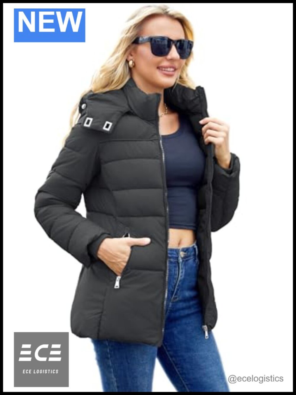 Packable Puffer Jacket Winter Coat with Hood Lightweight Quilted